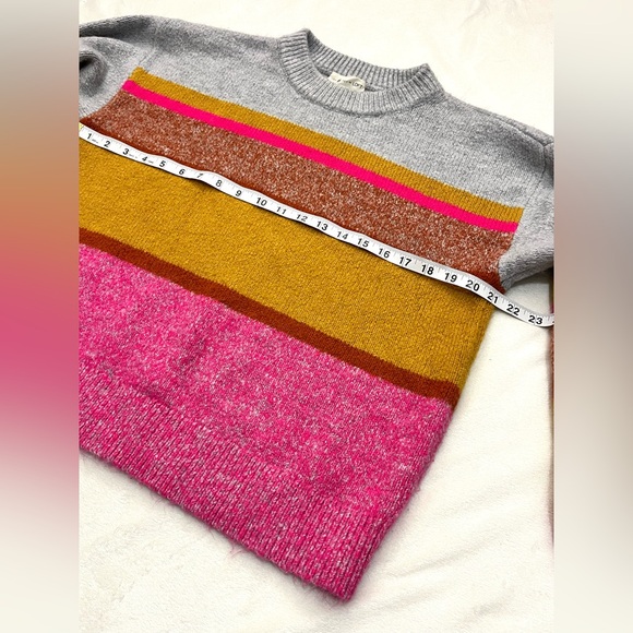 Lou & Grey for LOFT Multicolor Striped Crew Neck Colorful Women’s Sweater - Picture 6 of 16